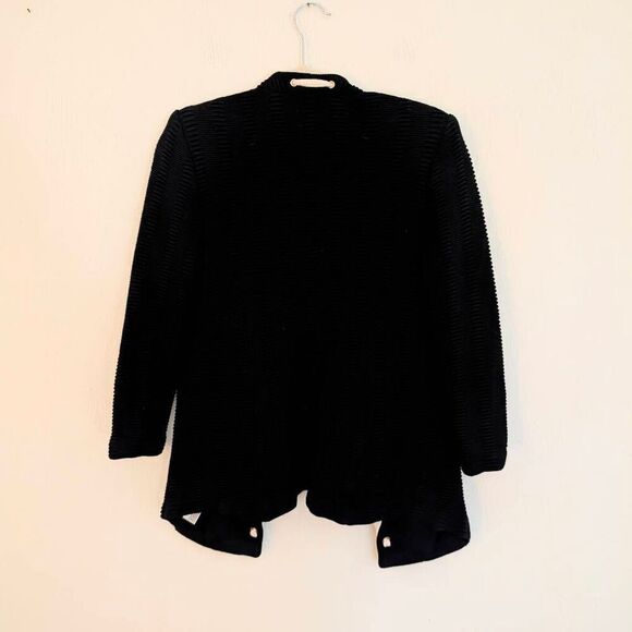 St. John Collection by Marie Gray Ribbed Knit Cardigan Open Front size 8 Black - Picture 5 of 5